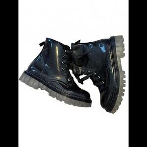 NWOT Steve Madden Black Glitter Chunky Combat Boots